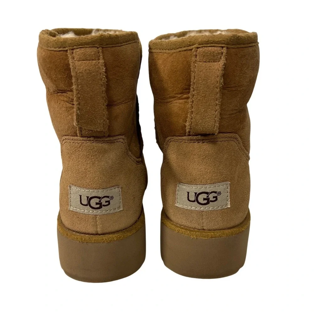 UGG Size 6 Kristen Cherokee Tan‎ Water Resistant Wedge Short Boots Comfort Boho